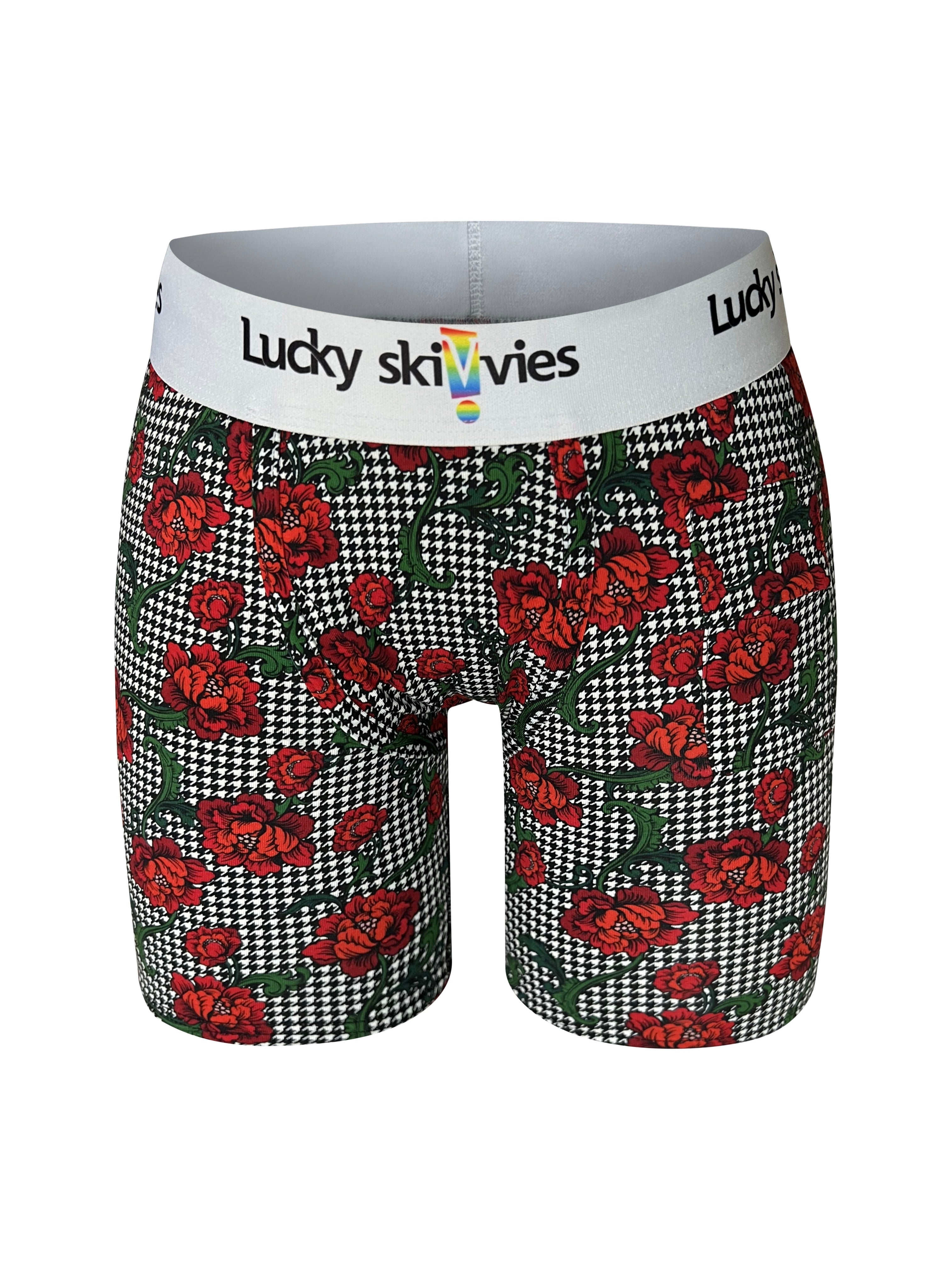 Roses In Harlem Houndstooth- Pride White waistband - Lucky Skivvies