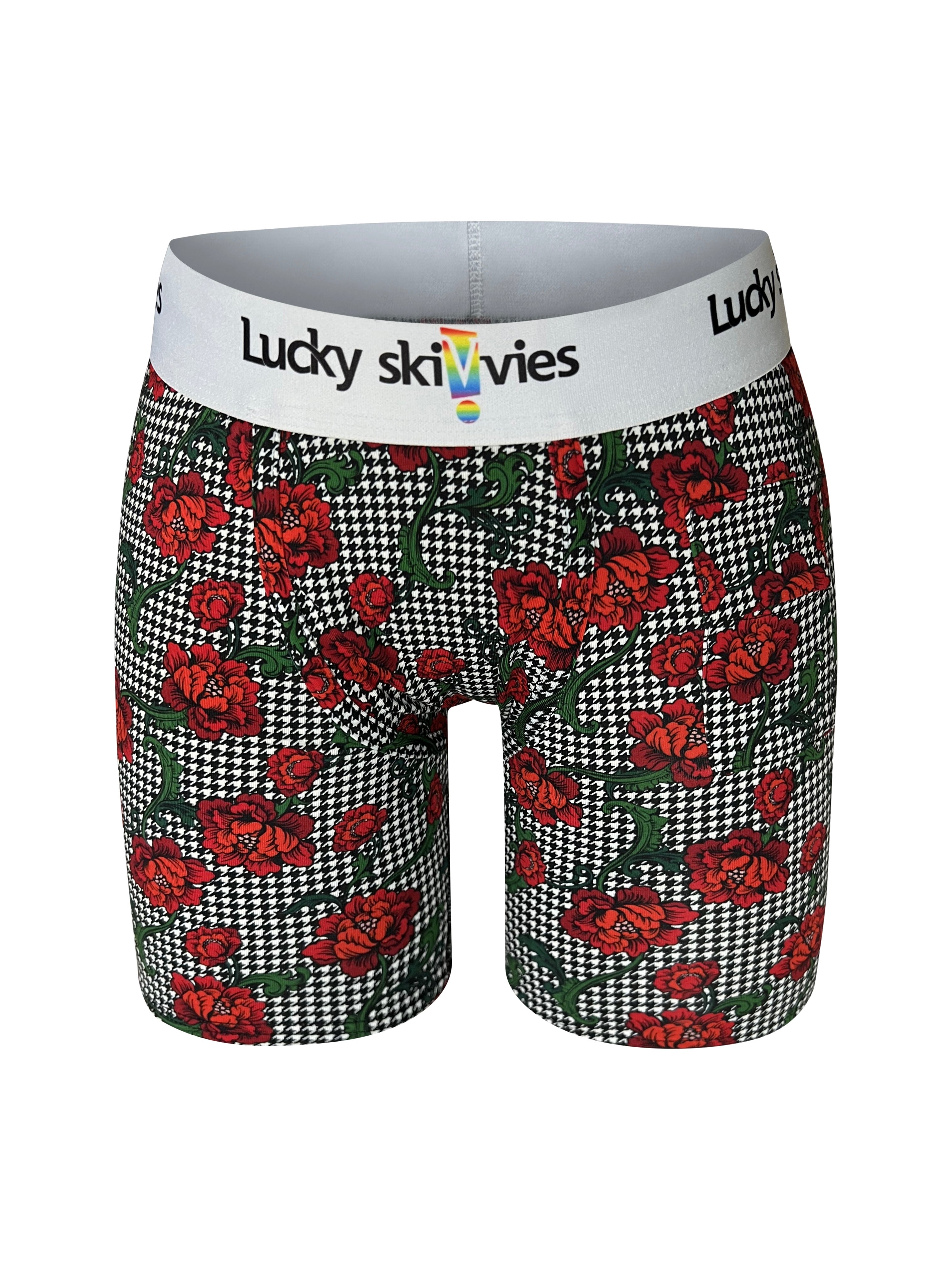 LUCKY SKIVVIES PRIDE HOUNDSTOOTH GENDER NEUTRAL BOXER BRIEFS NEW