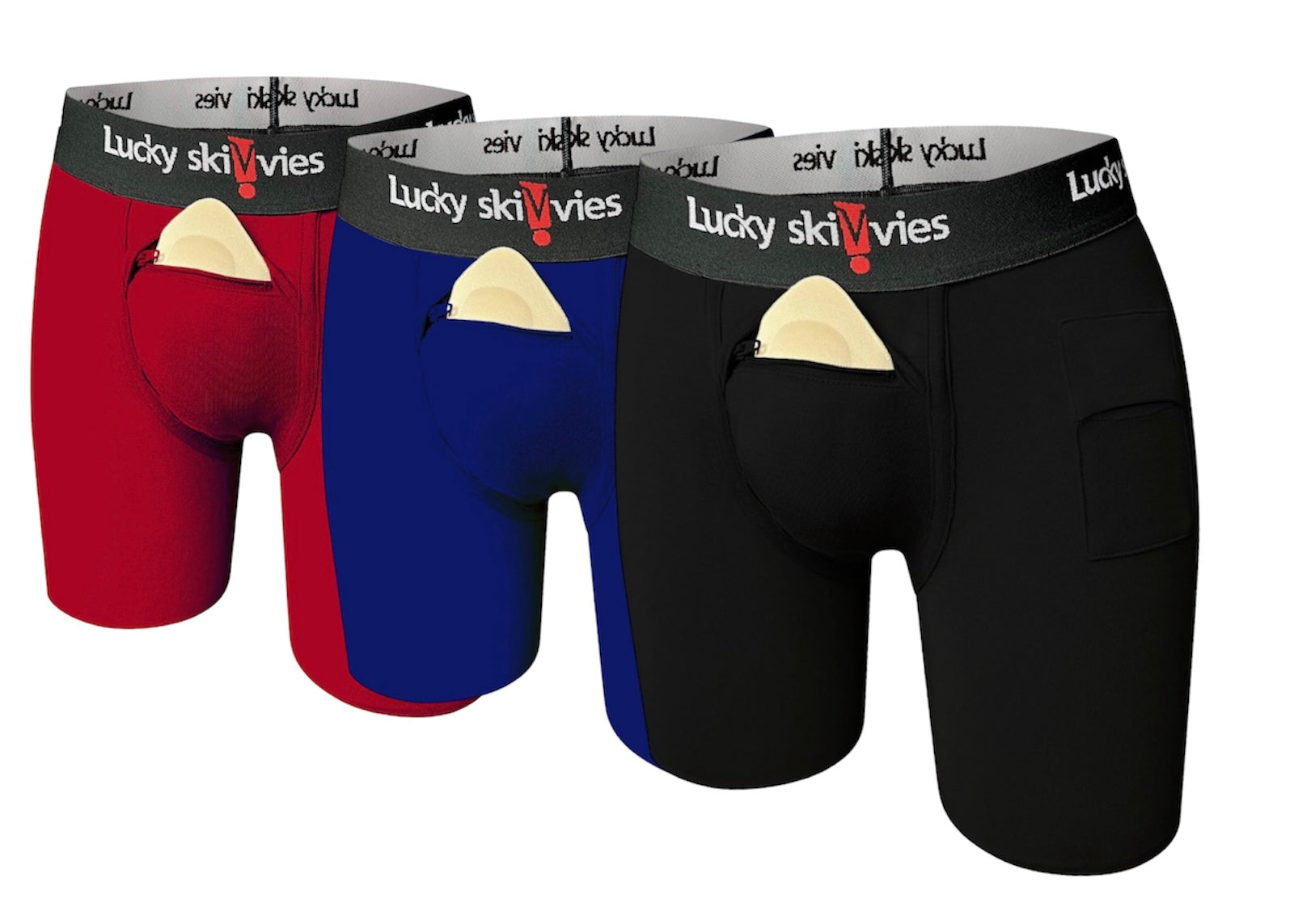 (3Bundles Black, Red & Blue) Pre-Order 6" Packer/ STP/ Insert Boxer Brief - Lucky Skivvies
