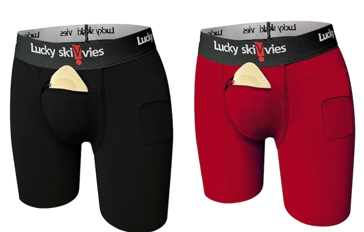 (2Bundles Black & Red) Pre-Order 6" Packer/ STP/ Insert Boxer Brief - Lucky Skivvies