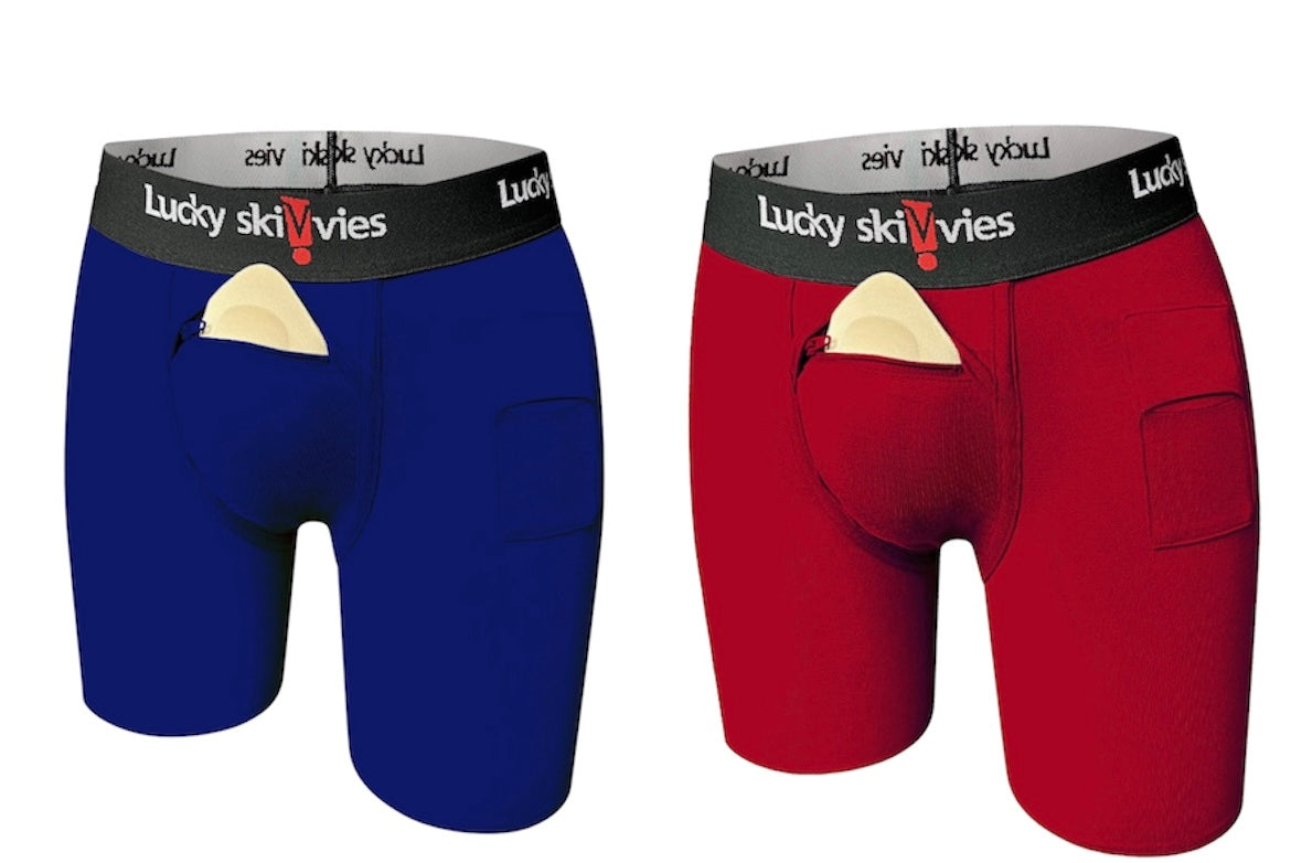 (2Bundles Blue & Red) Pre-Order 6" Packer/ STP/ Insert Boxer Brief - Lucky Skivvies
